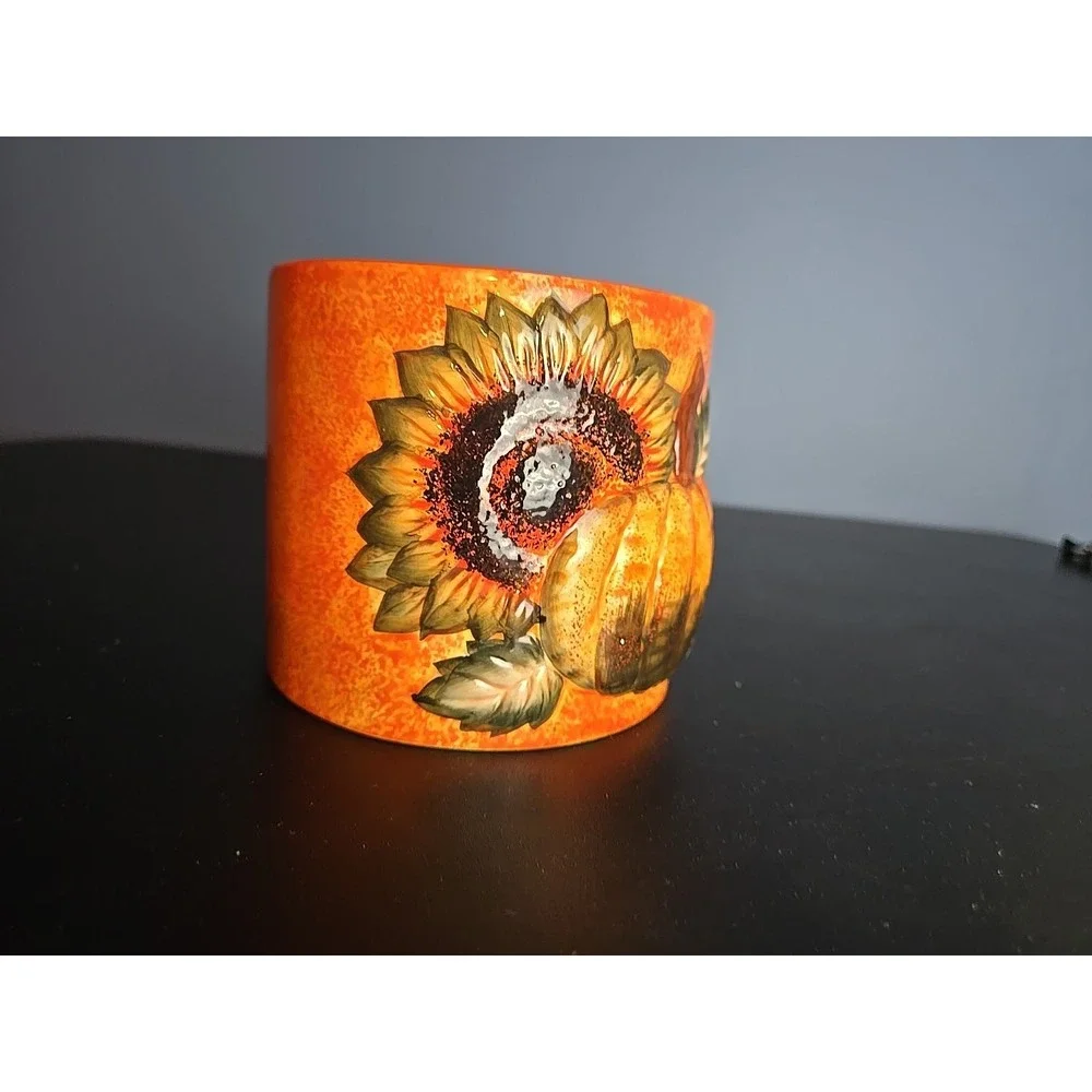 Fall‎ Halloween Jar Pot Vase Container Pumpkin Sunflower Orange